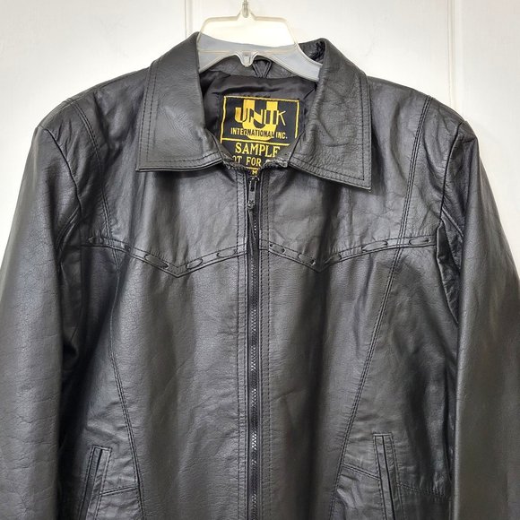 Unik International Black Leather Jacket Showroom Sample - Picture 4 of 7